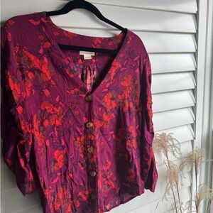 Maeve Red and Purple Floral Blouse